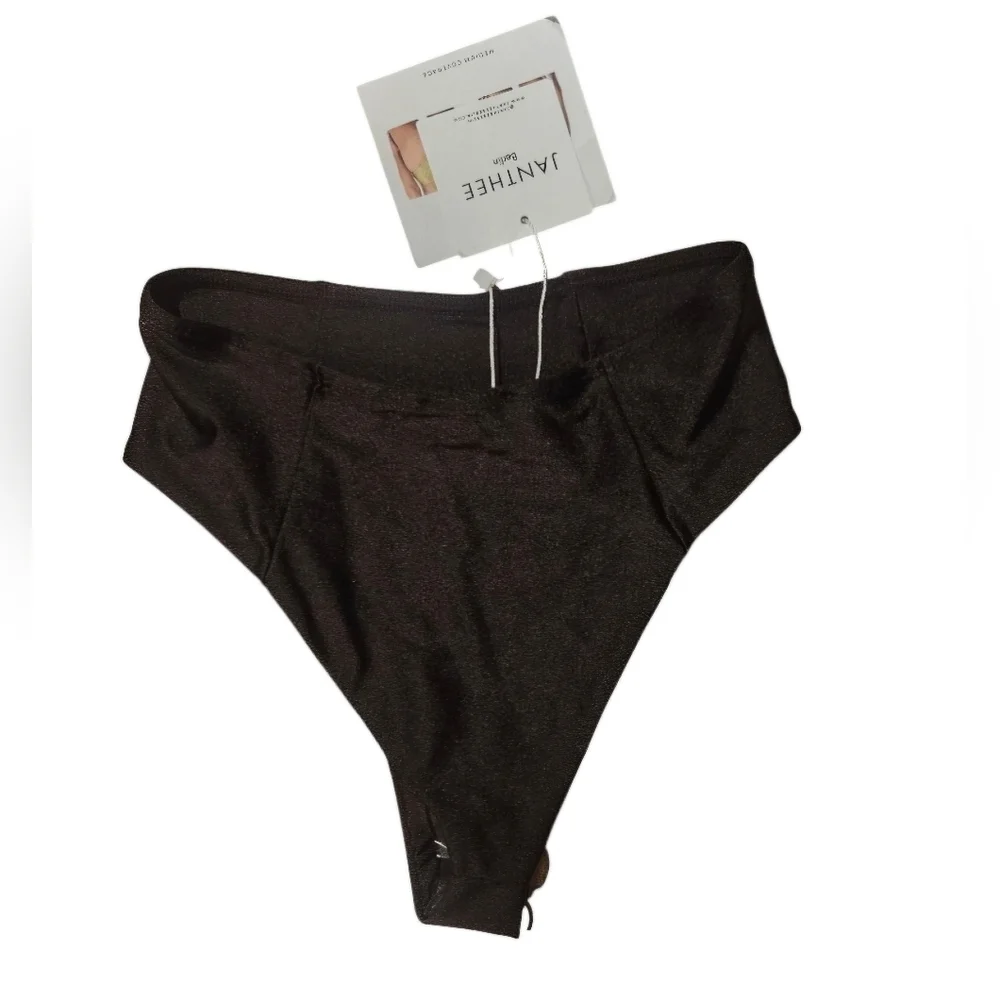 JANTHEE BERLIN Maya Cheeky High-waisted Bikini Bottom Brown-Mocha sz Small (2-4)